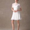 Draped Jewel Neck A-line Lace Sweet Bow Short Dress - Image 2