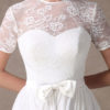 Draped Jewel Neck A-line Lace Sweet Bow Short Dress - Image 8