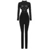 Elegant Sexy Bead Hollow Out Lace Club Jumpsuit Romper - Image 2