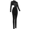 Elegant Sexy Bead Hollow Out Lace Club Jumpsuit Romper - Image 3