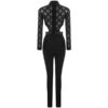 Elegant Sexy Bead Hollow Out Lace Club Jumpsuit Romper - Image 4