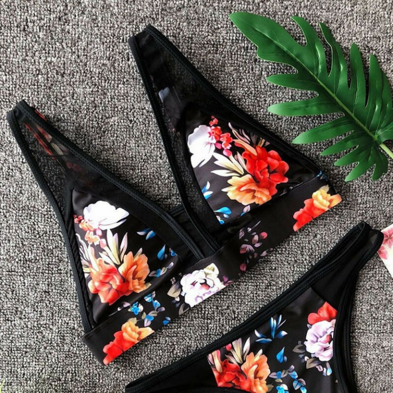 Floral Bikini Set Push Up Padded Bra Swimwear - Image 3
