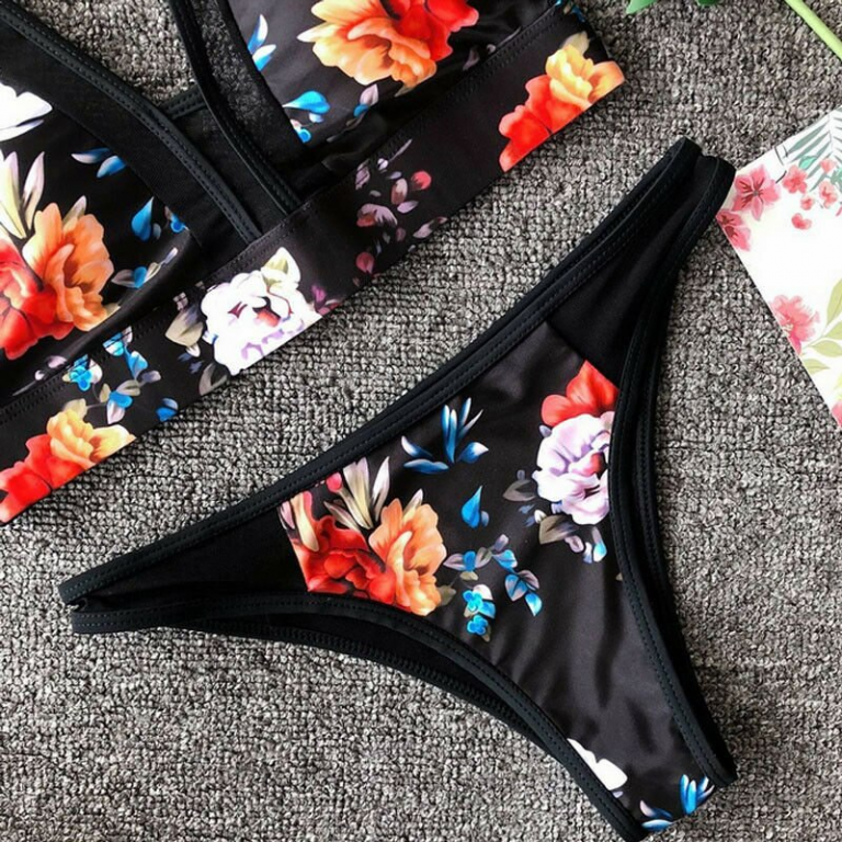 Floral Bikini Set Push Up Padded Bra Swimwear - Image 4