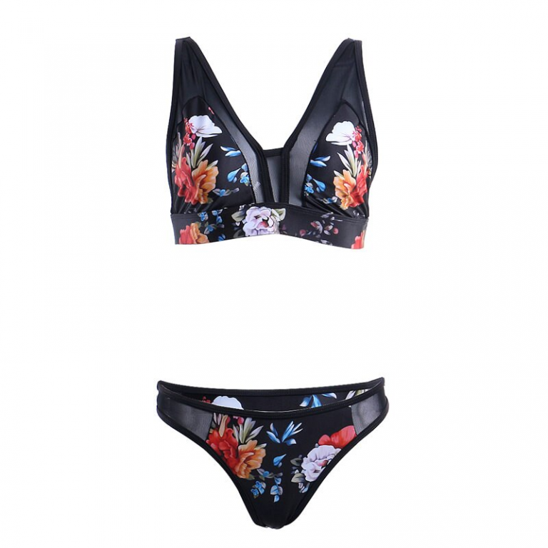 Floral Bikini Set Push Up Padded Bra Swimwear - Image 5