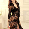 Floral Print Lace Semi-sheer Chiffon Sexy Lure Dress - Image 2