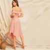 Glamorous Ruffle Trim Cami Crop Top And Buttoned Curved Hem Skirt Set Vacation - Image 2