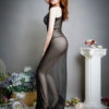 Gown Set Lace Semi Sheer Backless Sexy Lingerie For Women - Image 2