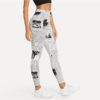 Highstreet Newspaper Letter Print Streetwear Leggings - Image 2