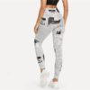Highstreet Newspaper Letter Print Streetwear Leggings - Image 3