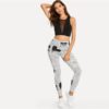 Highstreet Newspaper Letter Print Streetwear Leggings - Image 4