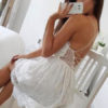 Lace Dress Boho Women V Neck Lace Up Backless Slip Dress - Image 4