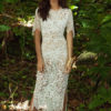 Lace Dress Short Sleeve Maxi Dress Semi Sheer Summer Dress