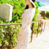 Lace Dress Short Sleeve Maxi Dress Semi Sheer Summer Dress - Image 3