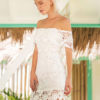 Lace Dress Women Bardot Dress Off The Shoulder Short Sleeve Dress - Image 2