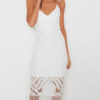 Lace Dress Women Bodycon Strappy Slim Fit Sheath Dress With Tassels - Image 2