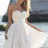 Lace Dress Women's Sweetheart Neckline Pleated Fit Flare Dress