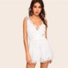 Lace Straps Pom Pom Detail Schiffy Romper - Image 5