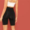 Casual Solid Crop Wide Waistband Cycling Short Leggings - Image 2