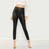 Modern Lady Casual Exposed Zip Front Skinny Solid Leggings