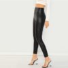 Modern Lady Casual Exposed Zip Front Skinny Solid Leggings - Image 3
