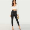 Modern Lady Casual Exposed Zip Front Skinny Solid Leggings - Image 4