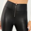 Modern Lady Casual Exposed Zip Front Skinny Solid Leggings - Image 5