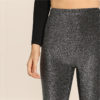 Modern Lady Solid Glitter Skinny Cycling Casual Short Legging - Image 4