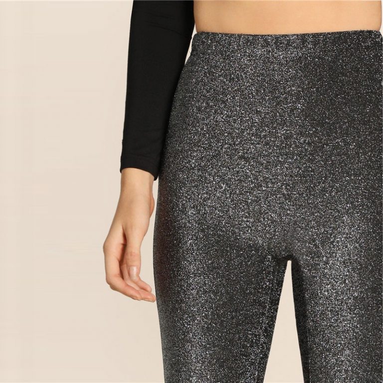Modern Lady Solid Glitter Skinny Cycling Casual Short Legging - Image 4