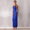 New Halter Sexy V Neck Backless Blue White Club Dress - Image 2