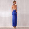New Halter Sexy V Neck Backless Blue White Club Dress - Image 3