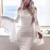 Off The Shoulder Lace Dress Bell Sleeve Shaping Party Dress