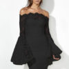 Off The Shoulder Lace Dress Bell Sleeve Shaping Party Dress - Image 5