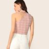 One Shoulder Bow Knot Tie Neck Sexy Tank Top - Image 3