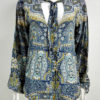 Plus Size Blouse Balloon Sleeve Printed Lace Up Bohemian Loose Top - Image 3