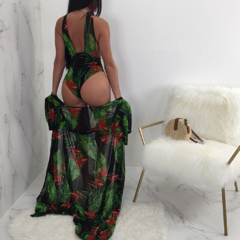 Plus Size Sexy Women One Piece Floral Bikini - Image 3