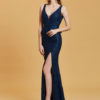 Prom Sexy Split Peplum Lace Sequin Floor Length Formal Evening Dresses - Image 2