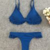 Ruffle Solid Bathing Suit Push Up Padded Swimwear - Image 5