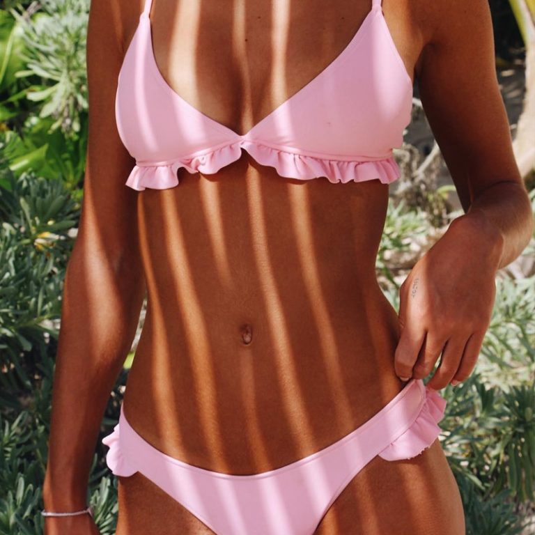 Ruffle Solid Bathing Suit Push Up Padded Swimwear - Image 4