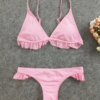 Ruffle Solid Bathing Suit Push Up Padded Swimwear - Image 3