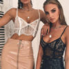 Sexy Crop Top Lace Cami Top Corset Bra Solid Color Lingerie - Image 4