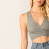 Sexy Cross Wrap Knot Back Crop Plain Slim Fit Top - Image 5