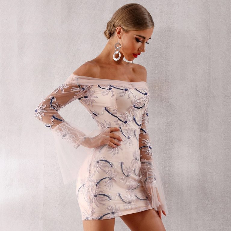 Sexy Lace Slash Neck Elegant Off Shoulder Bodycon Club Dresses - Image 5