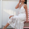 Sexy Long Dress Lace V Neck Straps Slip Dress - Image 3
