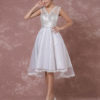Short High -low Organza Applique Detachable Illusion Homecoming Prom Dress - Image 3