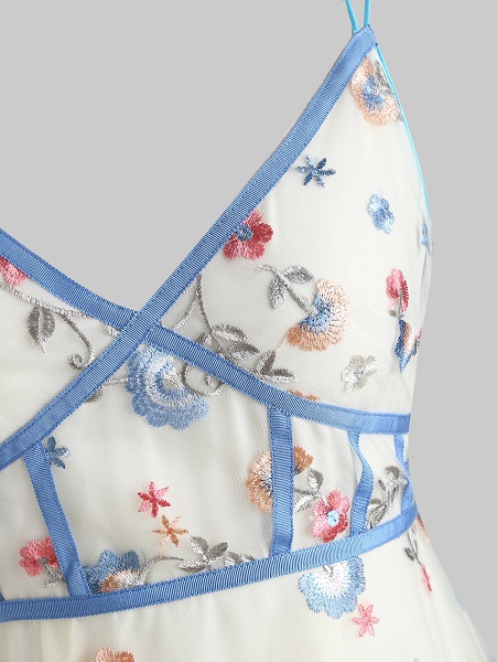 Spaghetti Strap Embroidered Midi Dress - Image 5