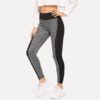 Sporting Casual Wide Waist Color Block Leggings - Image 3
