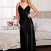 Straps Maxi Dress Rose Red Deep V Acetate Chemise - Image 3