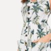 Boho Single Breasted Pocket Tropical Print Midi Dress - Image 5