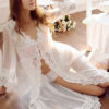 White Chemise Lace Semi-Sheer Embroidered Dress