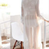 White Chemise Lace Semi-Sheer Embroidered Dress - Image 3